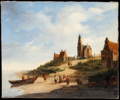 Follower of Jacobus Van Der Stok - 19th Century Oil, A Coastal Village