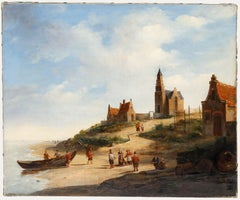 Follower of Jacobus Van Der Stok - 19th Century Oil, A Coastal Village