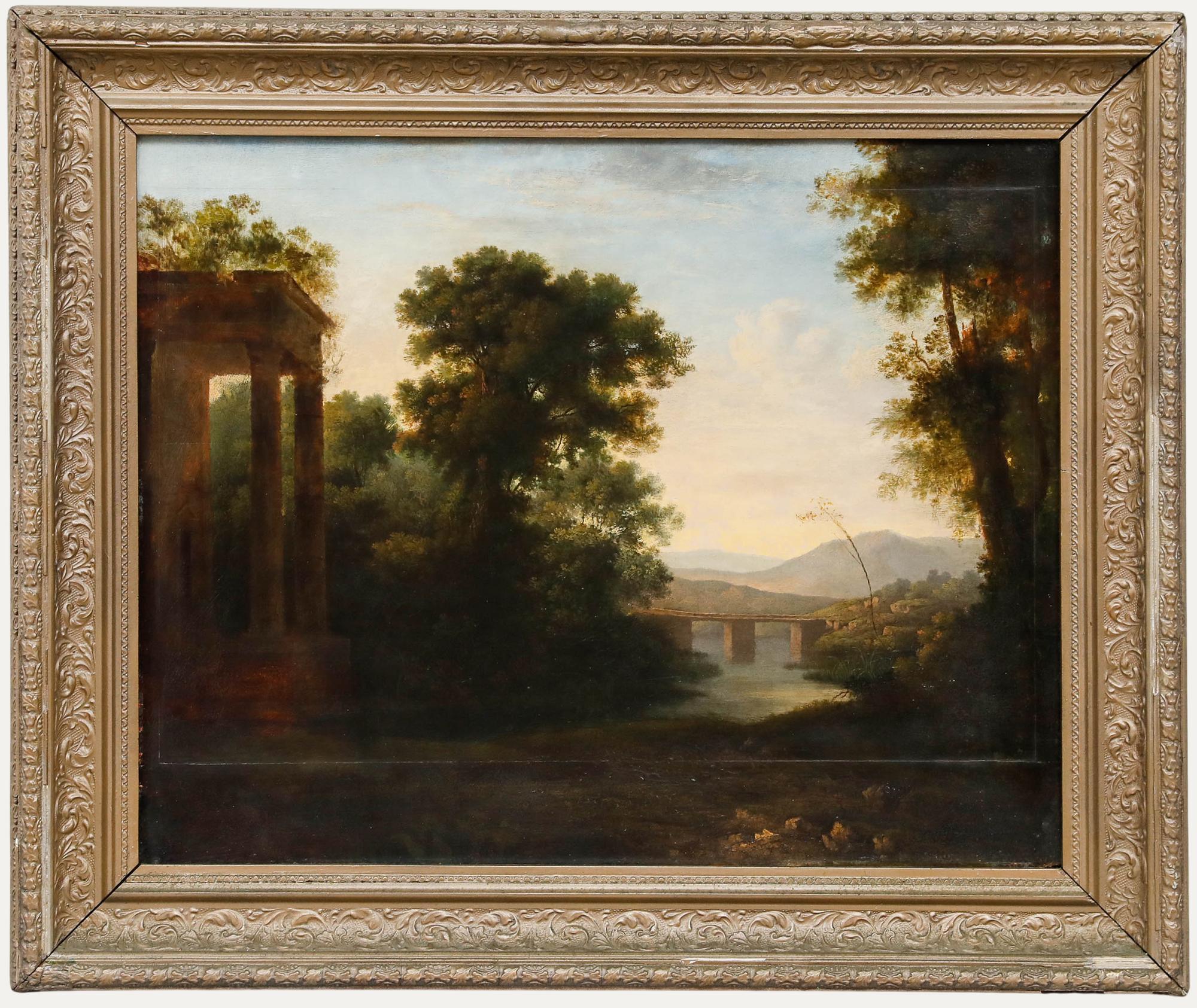 Unknown Landscape Painting - Follower of John Rathbone (1750-1807) - Early 19th Century Oil, Classical Ruins