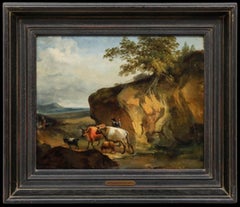 Follower of Nicolaes Berchem - Framed 18th Century Oil, Drover with Livestock