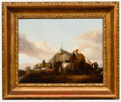 Disciple de Philips Wouwerman (1619-1668) - Huile sur toile du XVIIIe siècle, « Le campement »