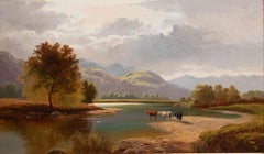 Follower of Sidney Richard Percy - 19th Century Oil, Cattle Watering by a Lake