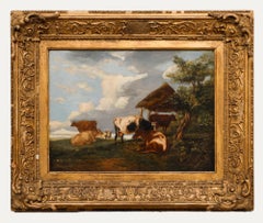 Follower of Thomas Sidney Cooper - 19th Century Oil, Cattle on the Hilltop