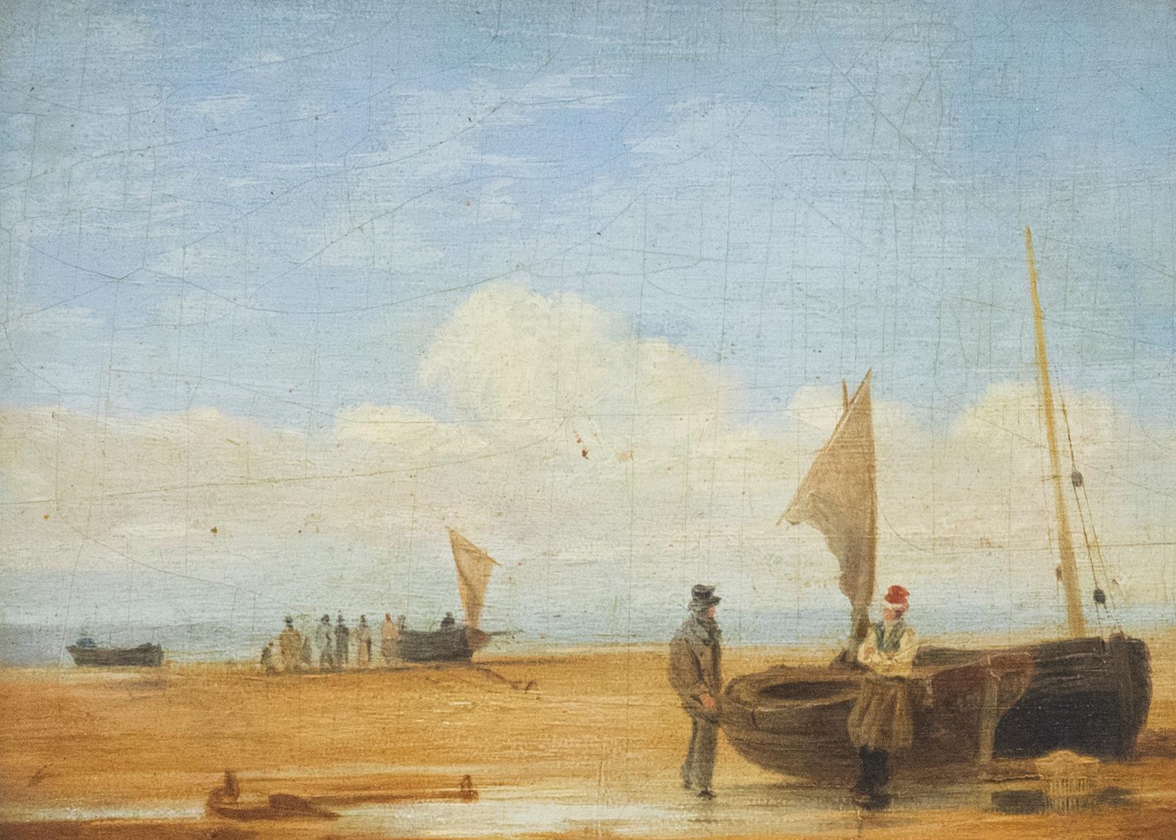 Follower of William Collins RA (1778-1847) - Oil, Fishermen on the Beach - Painting by Unknown
