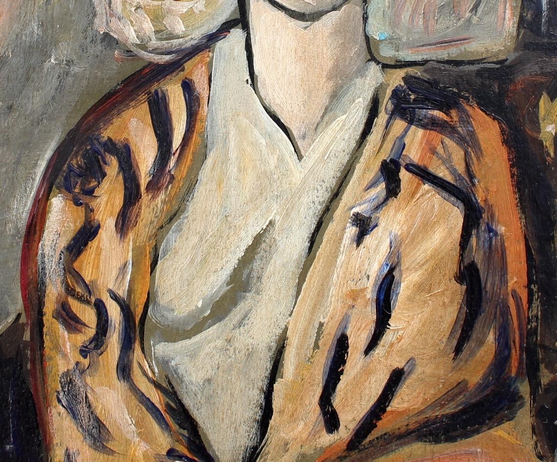  F.O.R., 'Flowered Woman in Robe', Midcentury Oil Portrait Painting, Berlin 3