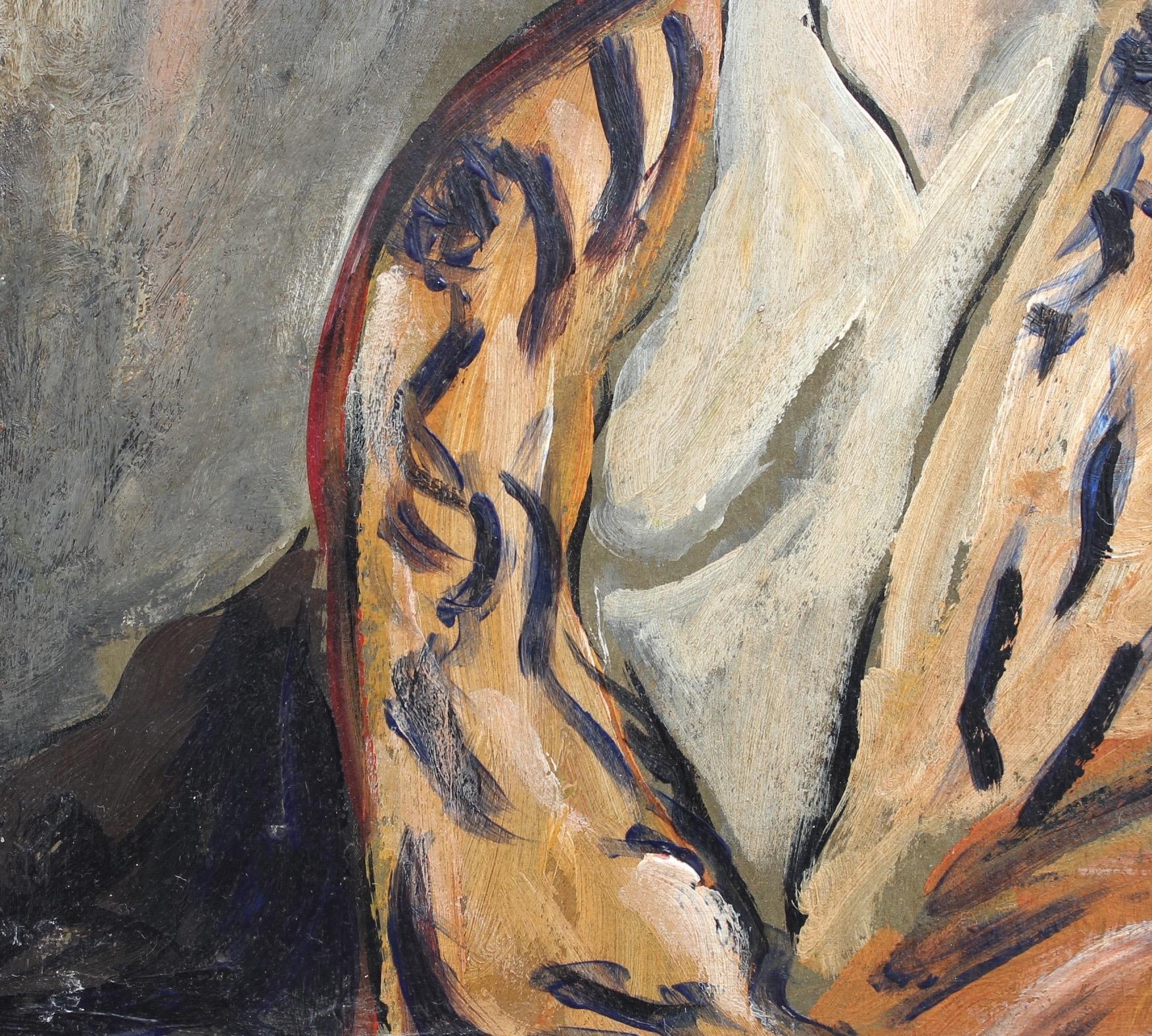  F.O.R., 'Flowered Woman in Robe', Midcentury Oil Portrait Painting, Berlin 4