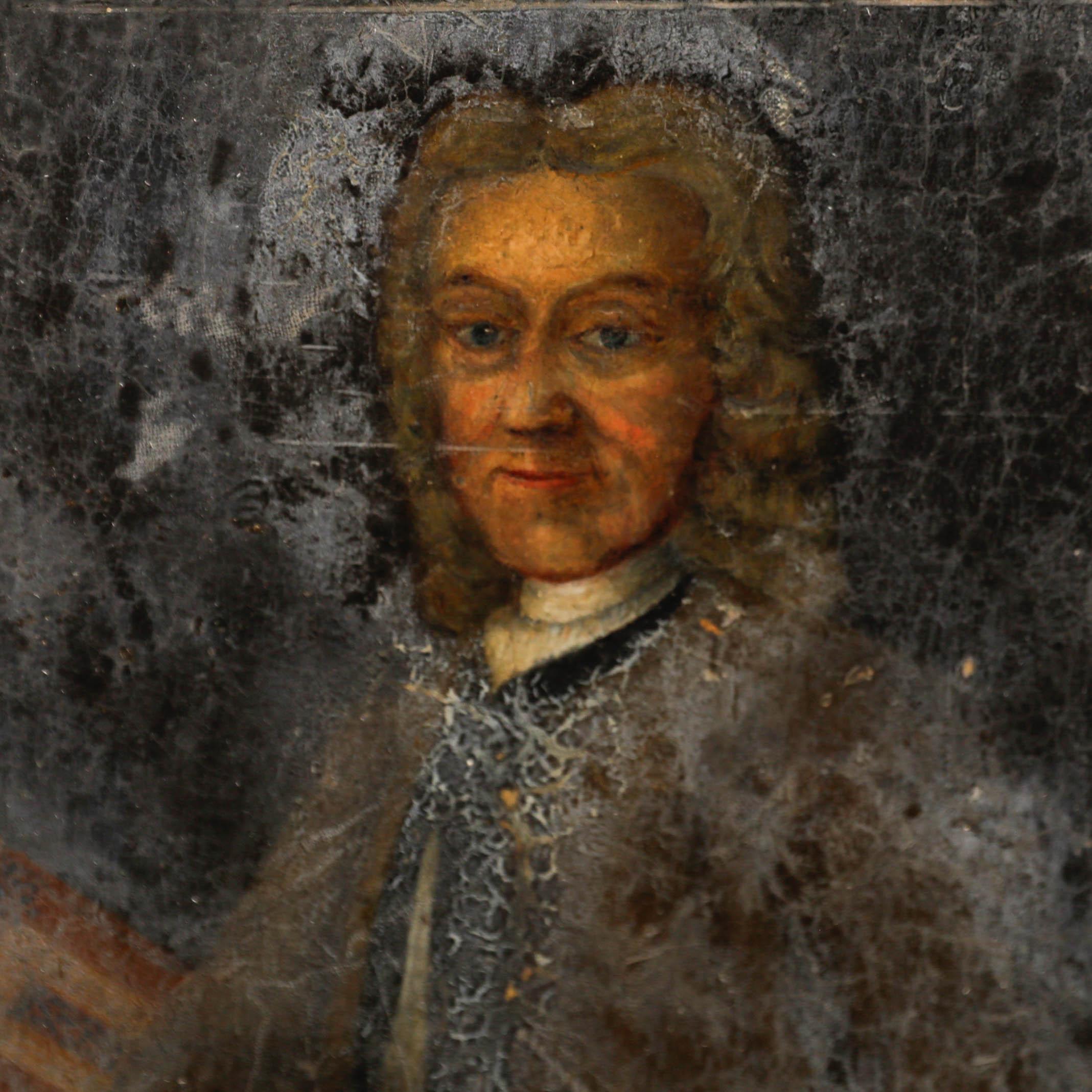 Per il restauro Olio del XVIII secolo - Ritratto di gentiluomo - Portrait Painting Nero di Unknown