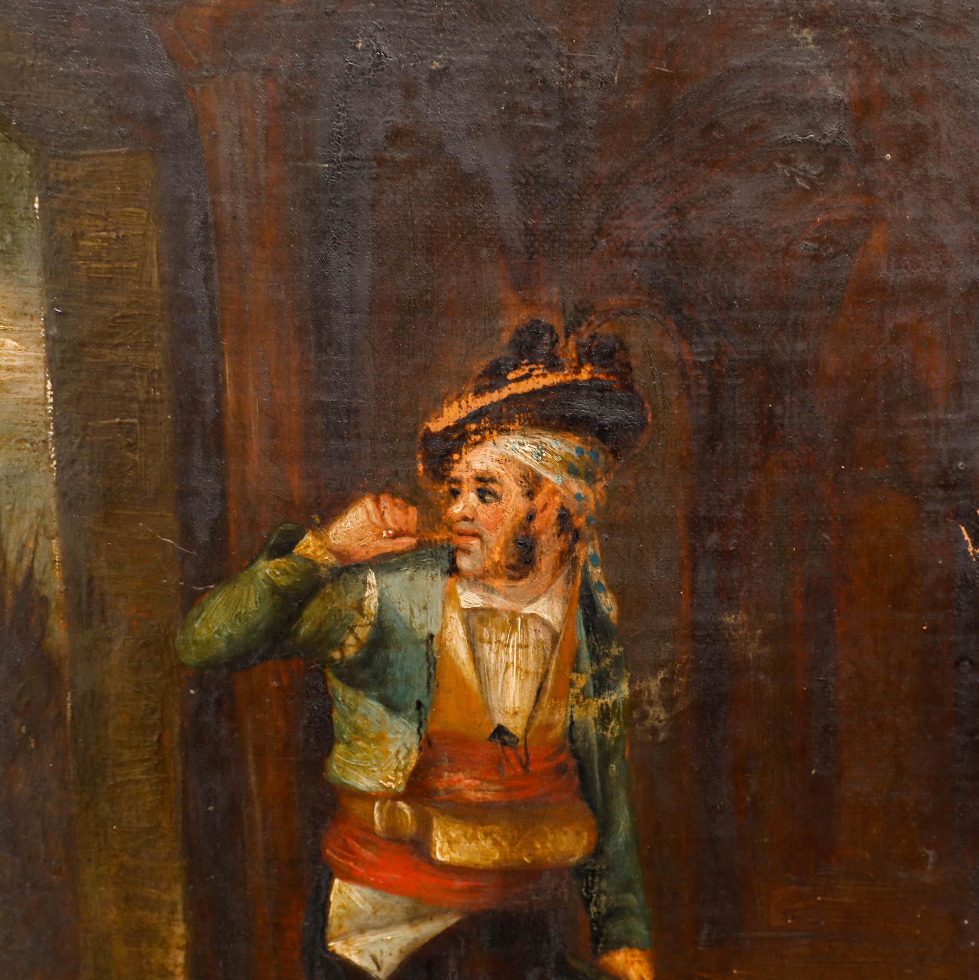 In need of full restoration. Unsigned. On canvas laid to panel .
