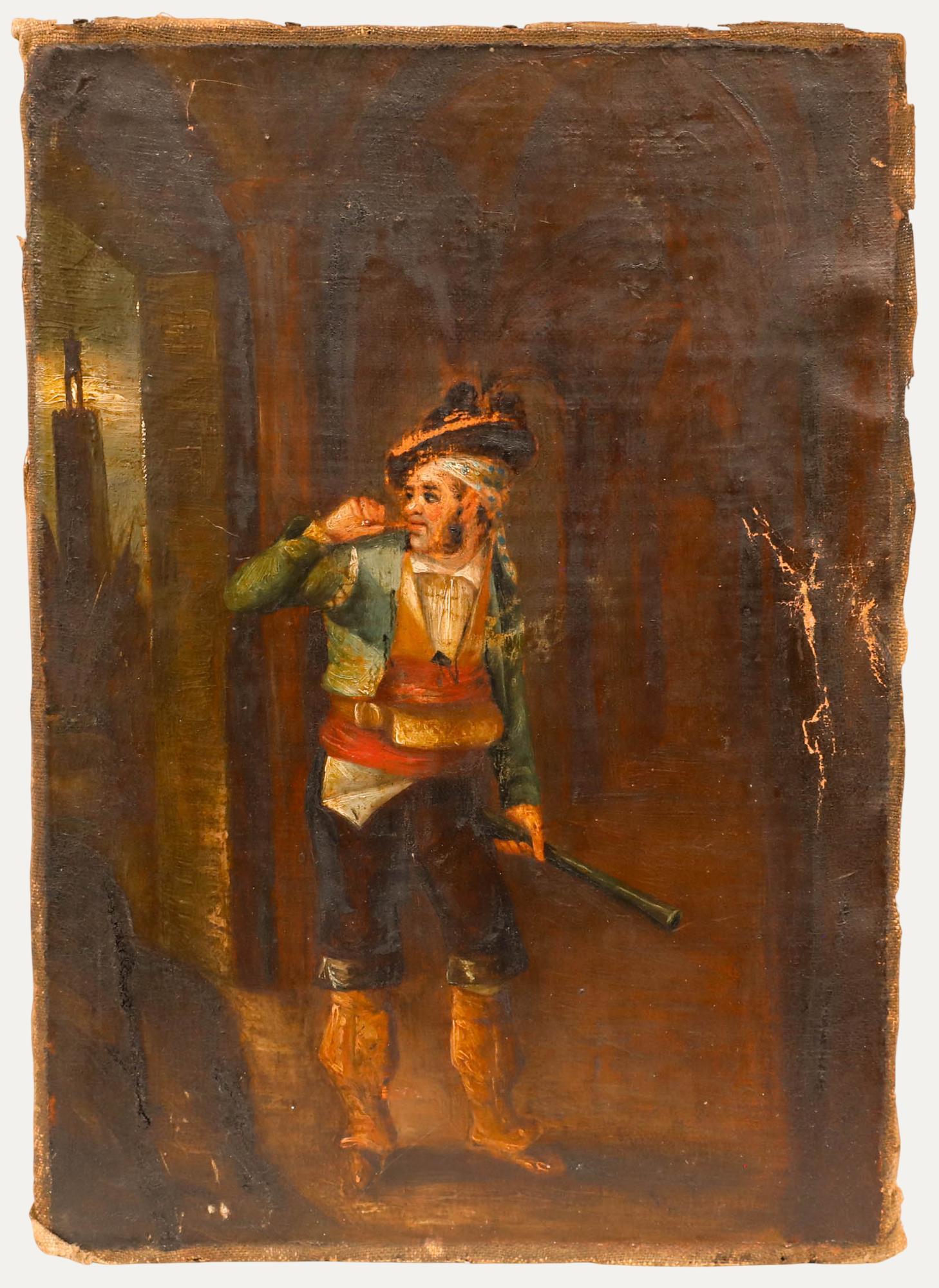 Unknown Portrait Painting - For Restoration 19th Century Oil - A Soldier
