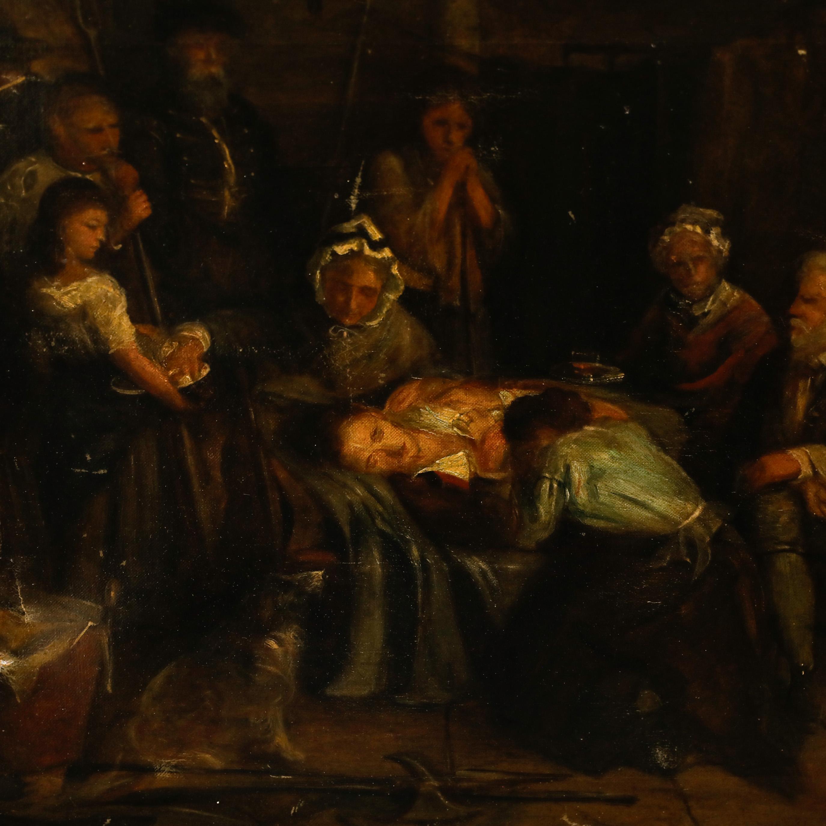 Für die Restaurierung 19. Jahrhundert Öl - Die Bitterkeit des Todes ist vorbei (Schwarz), Figurative Painting, von Unknown