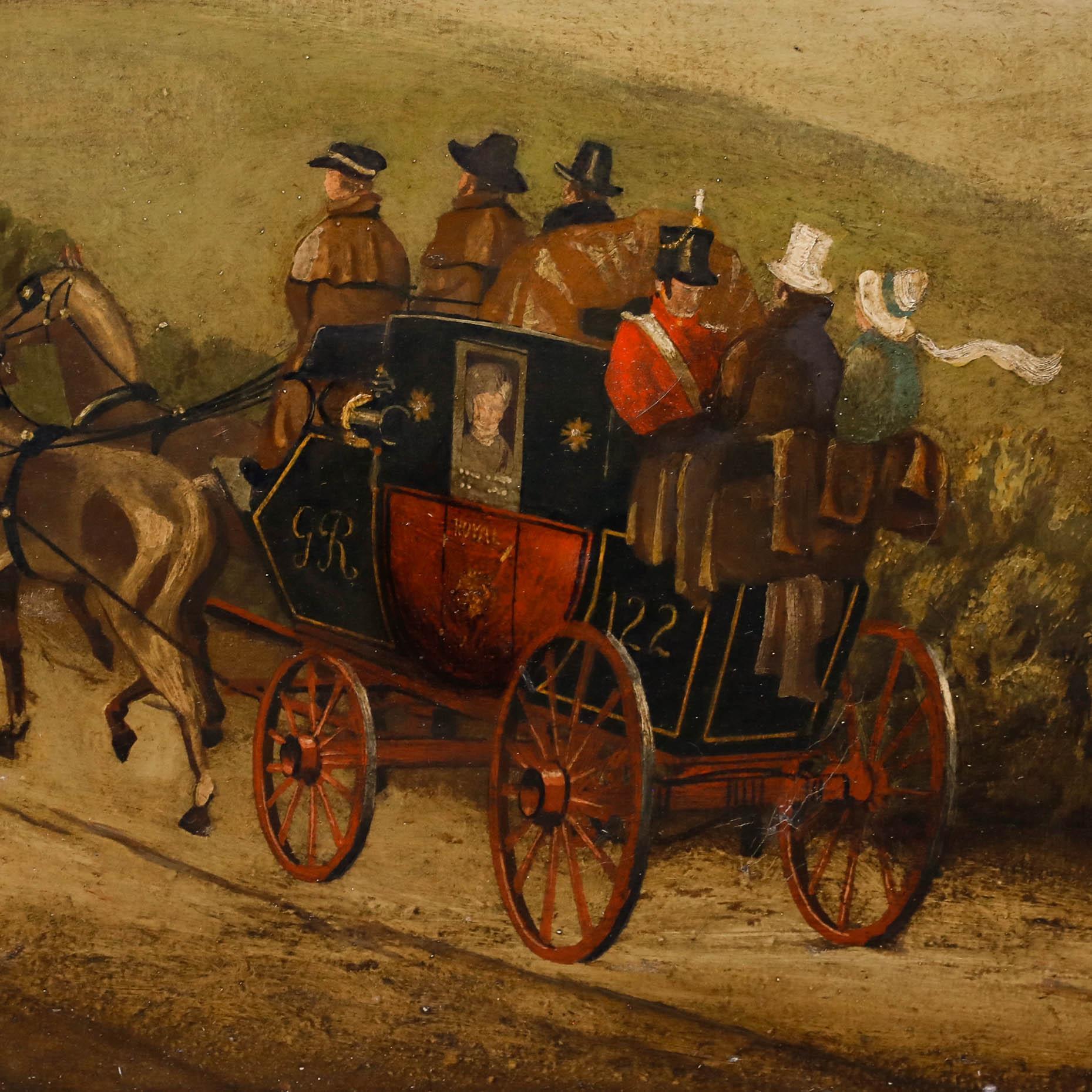 For Restoration 19th Century Oil - The Mail Coach II For Sale 1