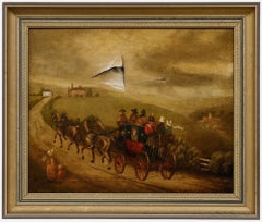 Antique For Restoration 19th Century Oil - The Mail Coach II
