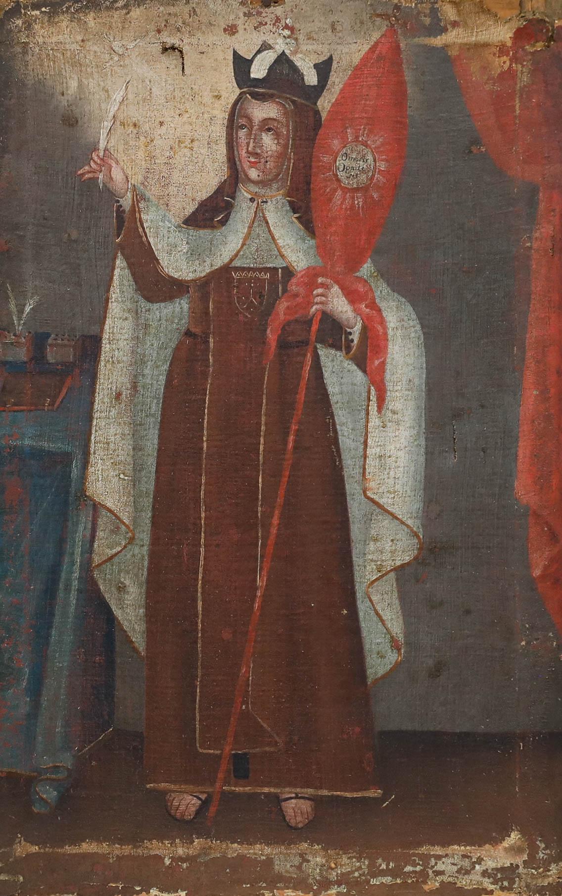 Pour restauration, École de Cuzco Huile du 18ème siècle - Sainte Catherine d'Alexandrie - Painting de Unknown