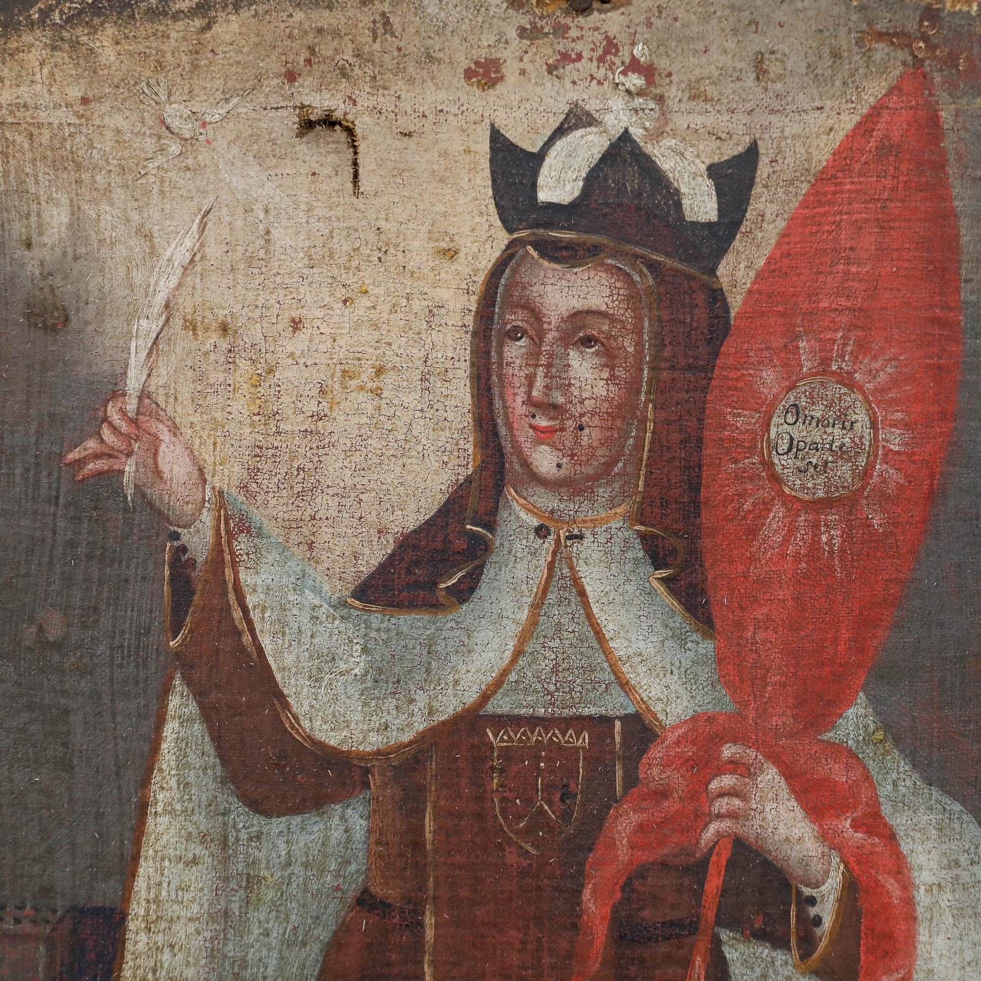 Pour restauration, École de Cuzco Huile du 18ème siècle - Sainte Catherine d'Alexandrie 1