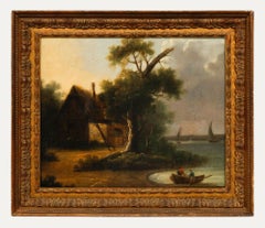 Zur Restaurierung - English School 19. Jahrhundert Öl, Cottage of the Waterfront