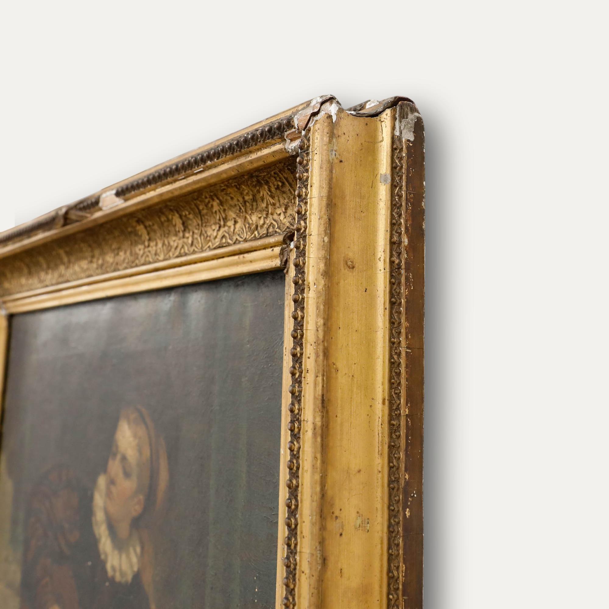 For Restoration - Framed 19th Century Oil, The Lute Player 1