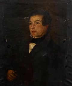 Antique For Restoration - Late 19th Century Oil Portrait of a Victorian Gentlemen