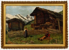 For Restoration Late 19th Century Oil - View of Berner Oberland, Mürren