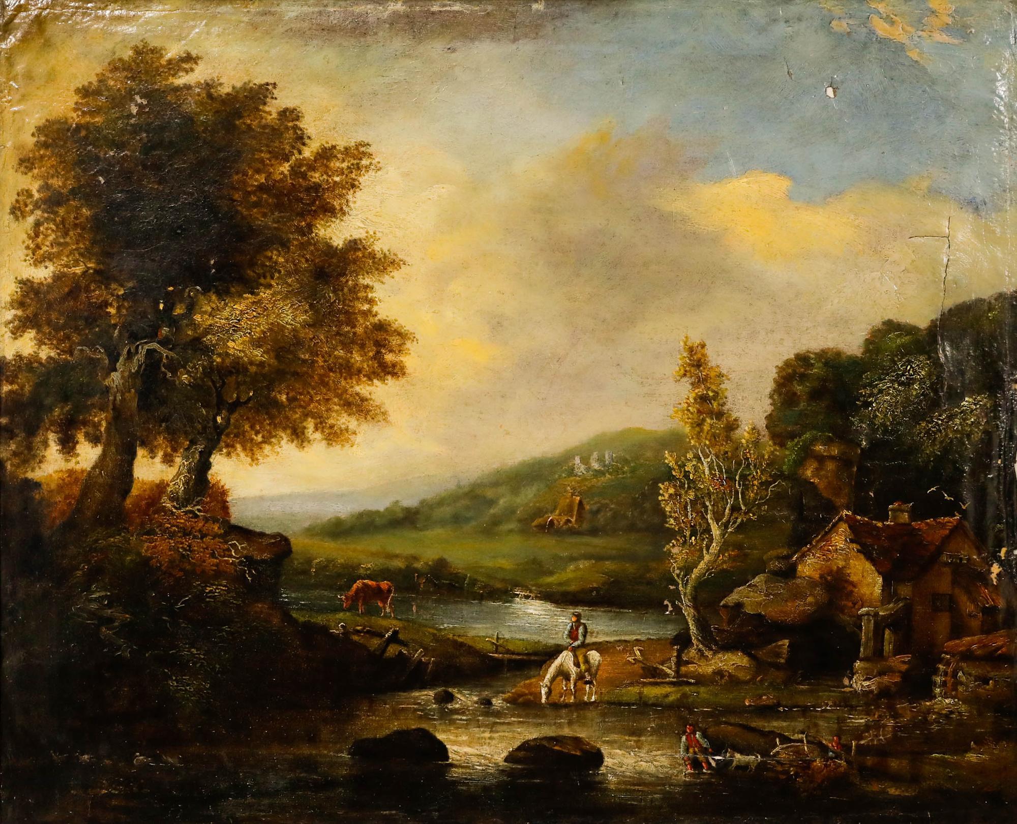 Unknown - For Restoration Mid 19th Century Oil - By the Watermill For ...