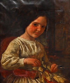 For Restorationn 19th Century Oil - Wreath Making