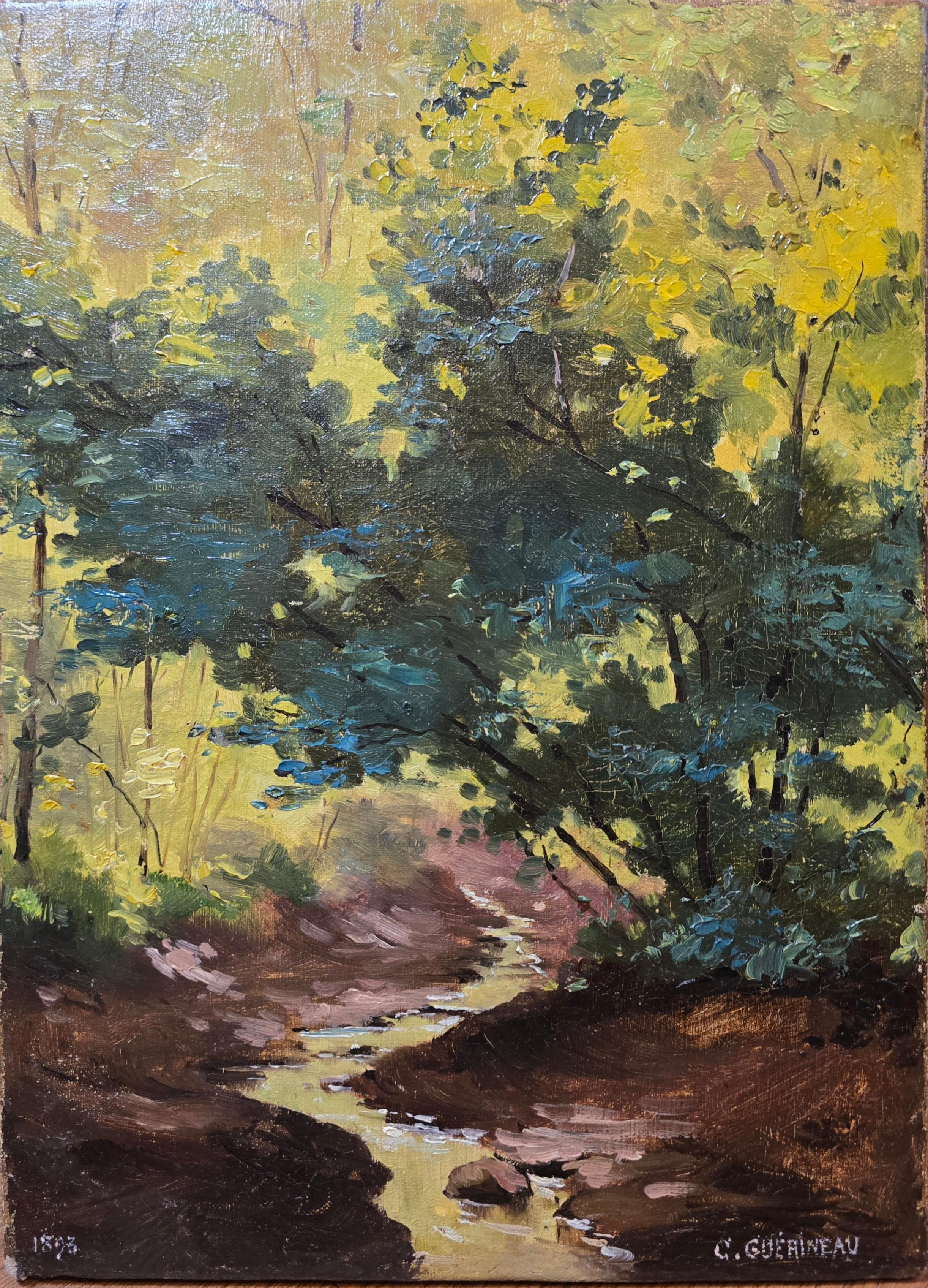 Landscape Painting Unknown - Ruisseau de la forêt, 1893