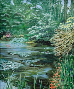 Forest Pond Painting Signed Burnham