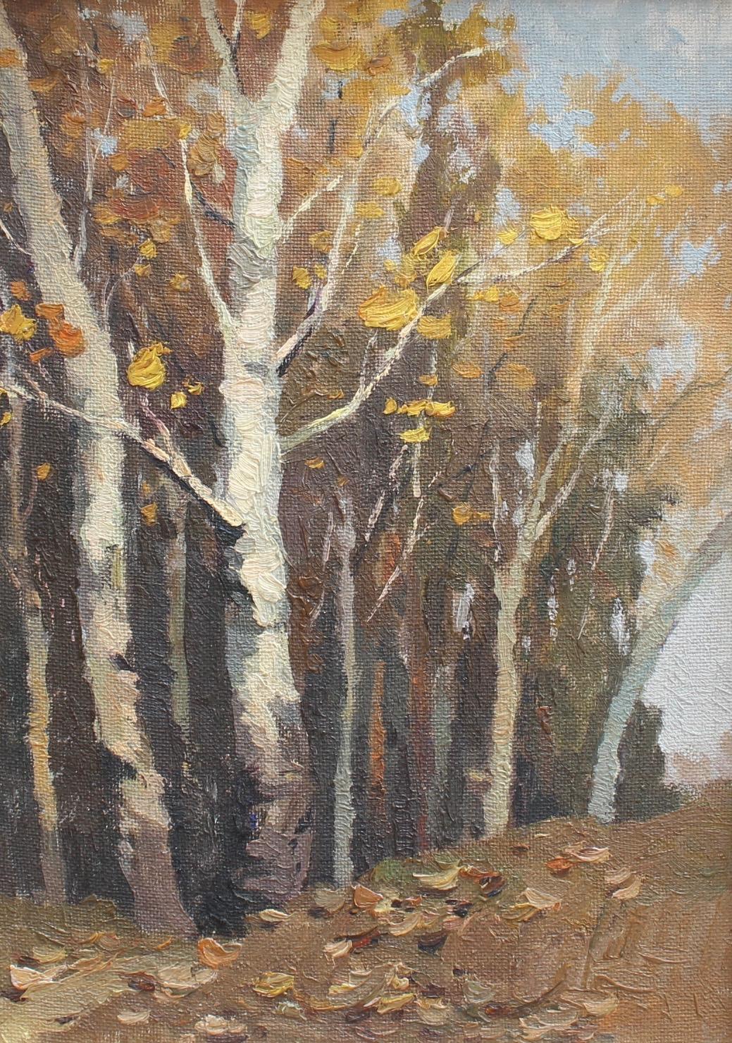 Unknown Landscape Painting - Forest's Edge in Autumn