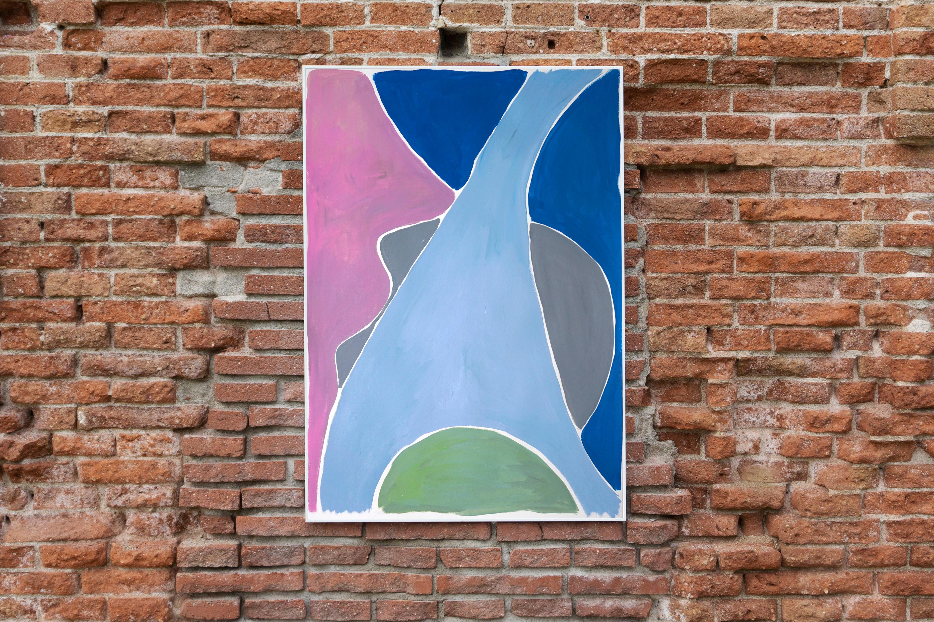 Fork in the River, Color Field Naive Patterns in Pastel Tones, Vertical Painting 1