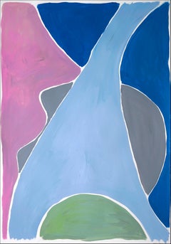 Fork in the River, Color Field Naive Patterns in Pastel Tones, Vertical Painting