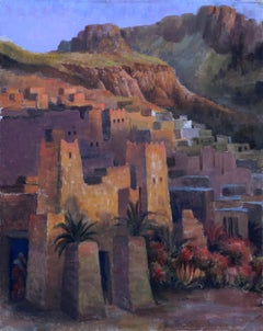 Townes fortificata, pittura folkloristica olio su tela di Jalal Gharbi