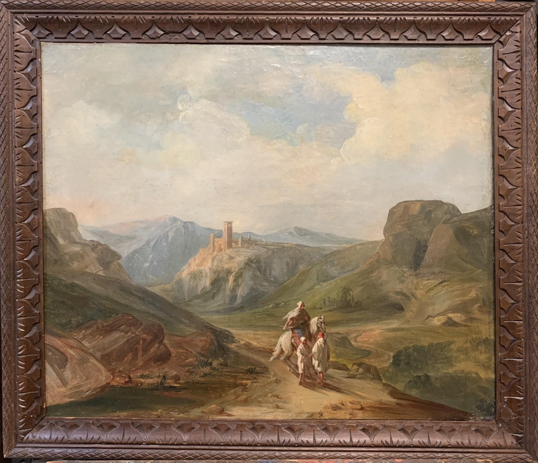 Forteresse au pied de l'Atlas avec les Berbères. Maroc. 19ème siècle. - Painting de Unknown
