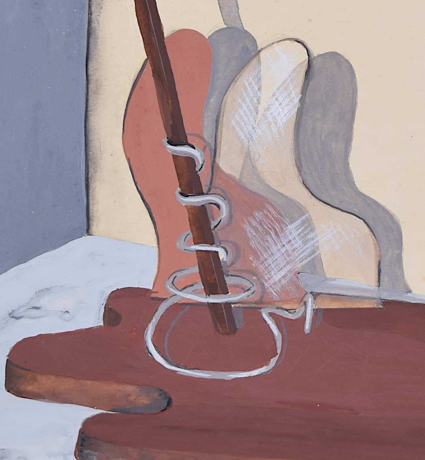 Found Objects, surrealist composition c.1940 - Gray Abstract Painting by Unknown