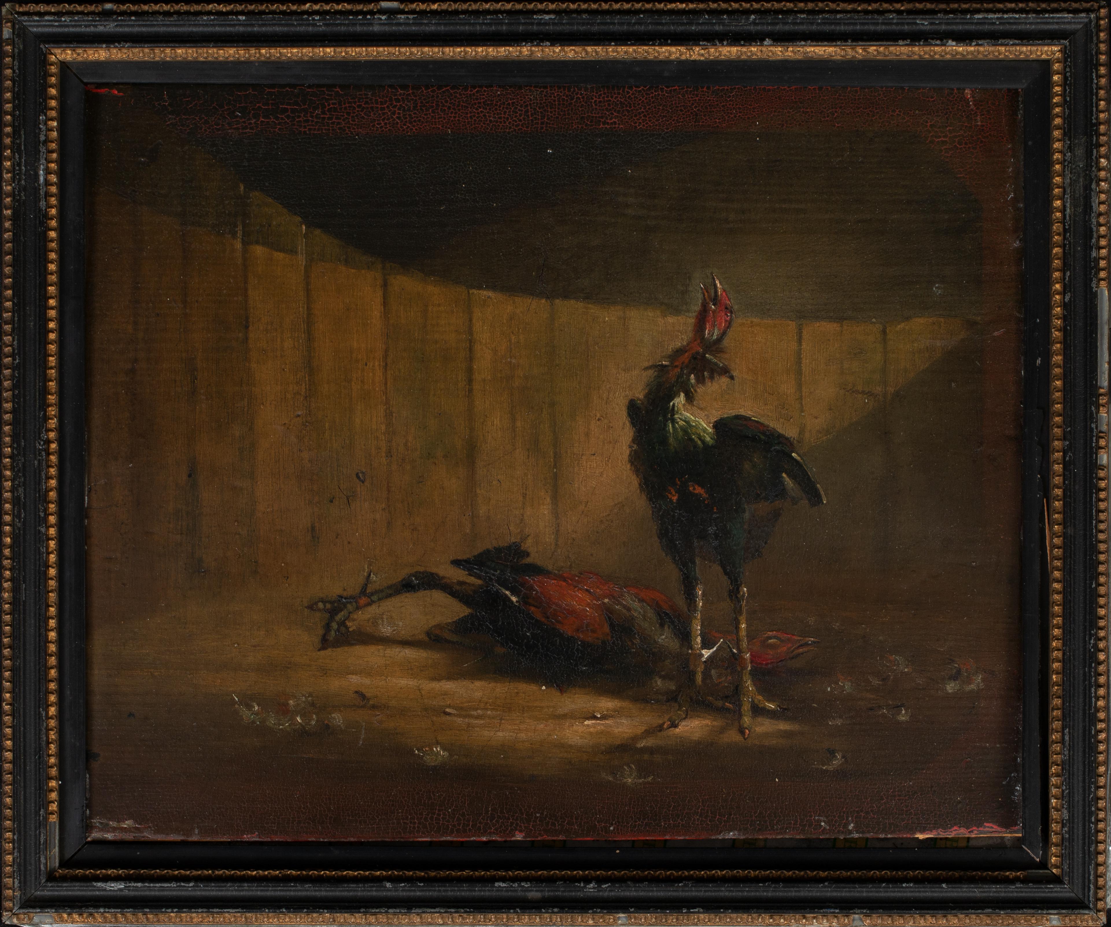 Four Cockfighting Scenes, 19th Century  - Painting by Unknown