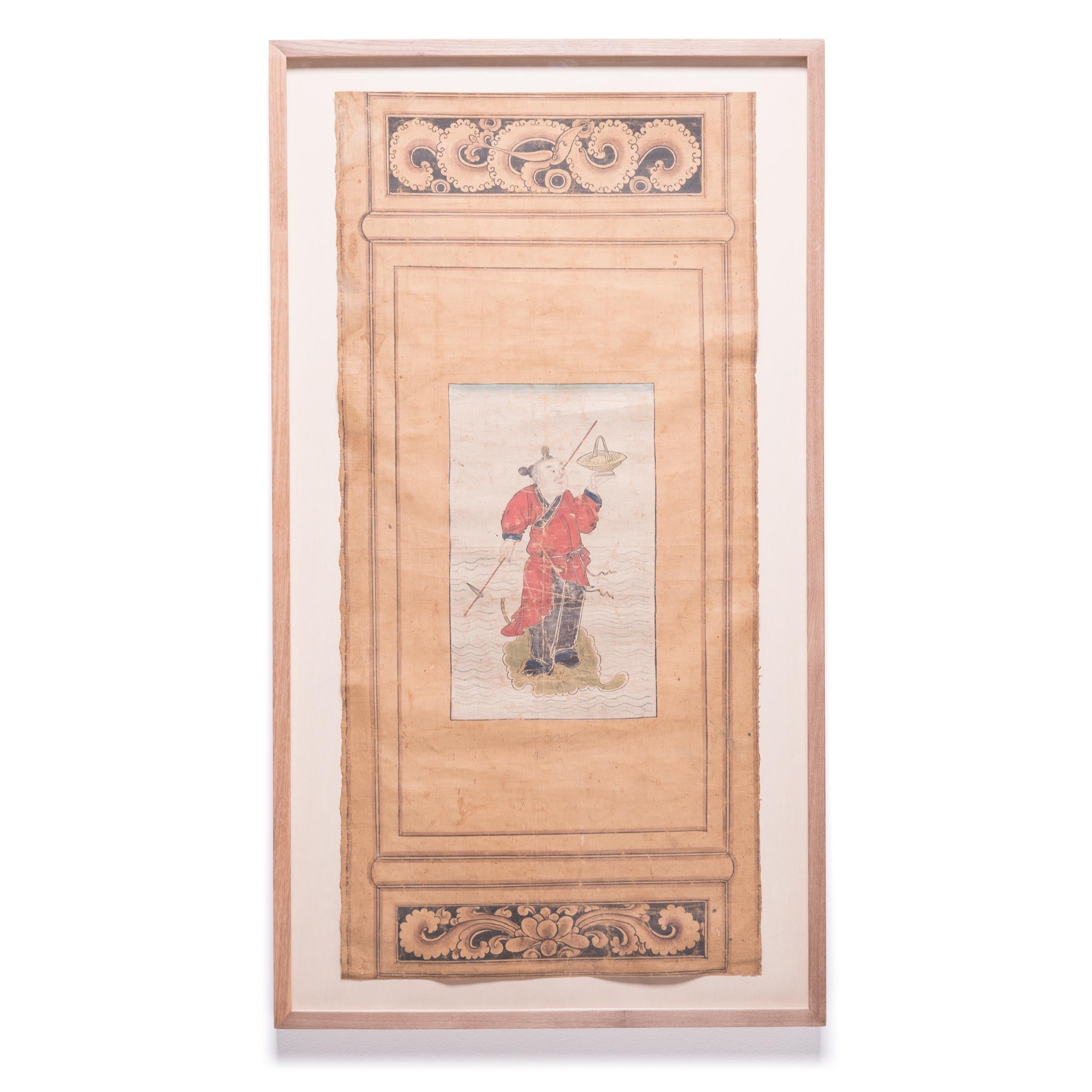 Set of Four Chinese Immortals Screen Paintings, c. 1850 For Sale 1