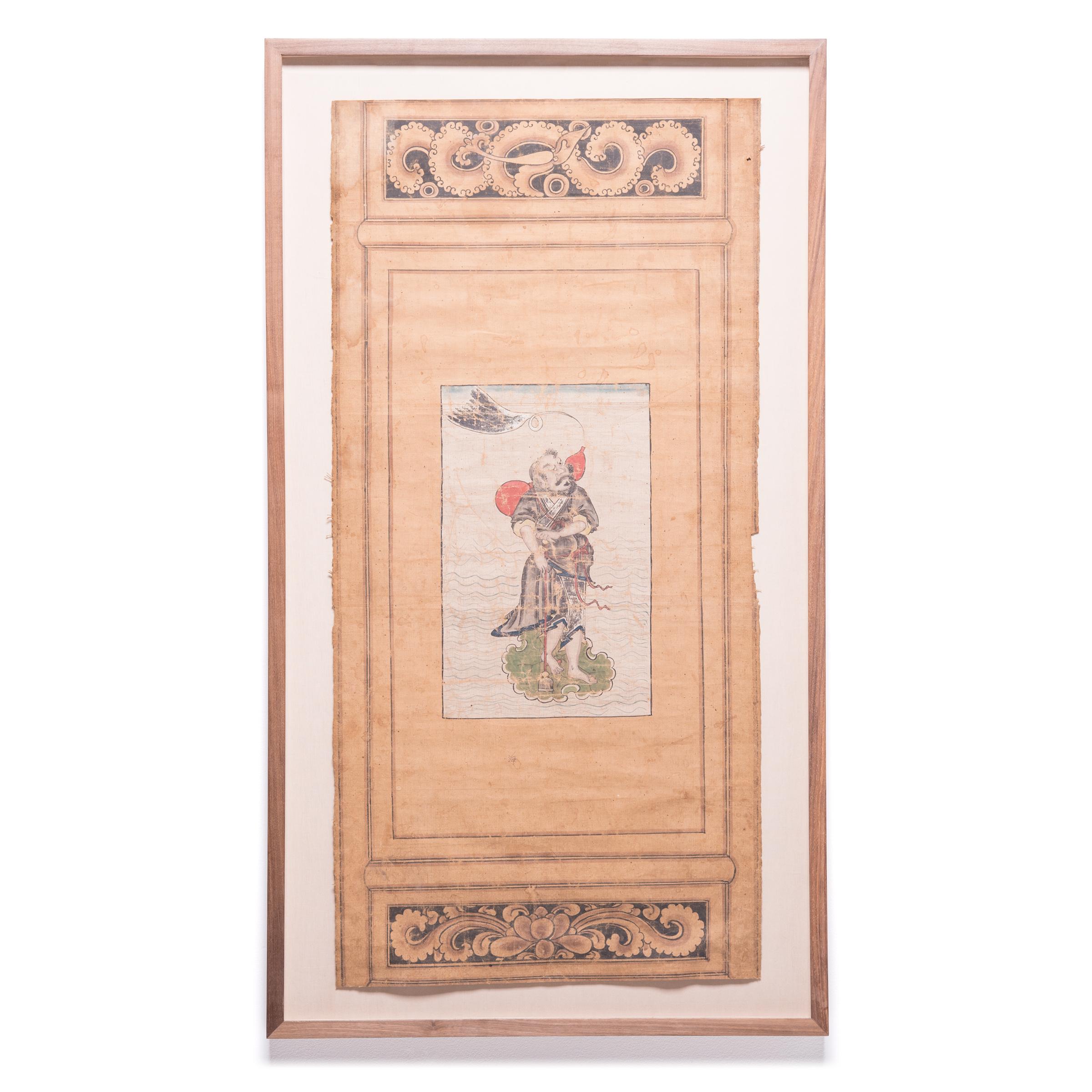 Set of Four Chinese Immortals Screen Paintings, c. 1850 For Sale 5