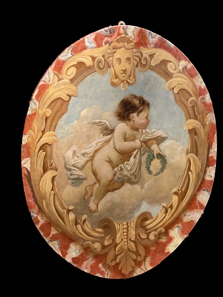 Four Oval Shaped  19' Century Allegorical Paintings  For Sale 1