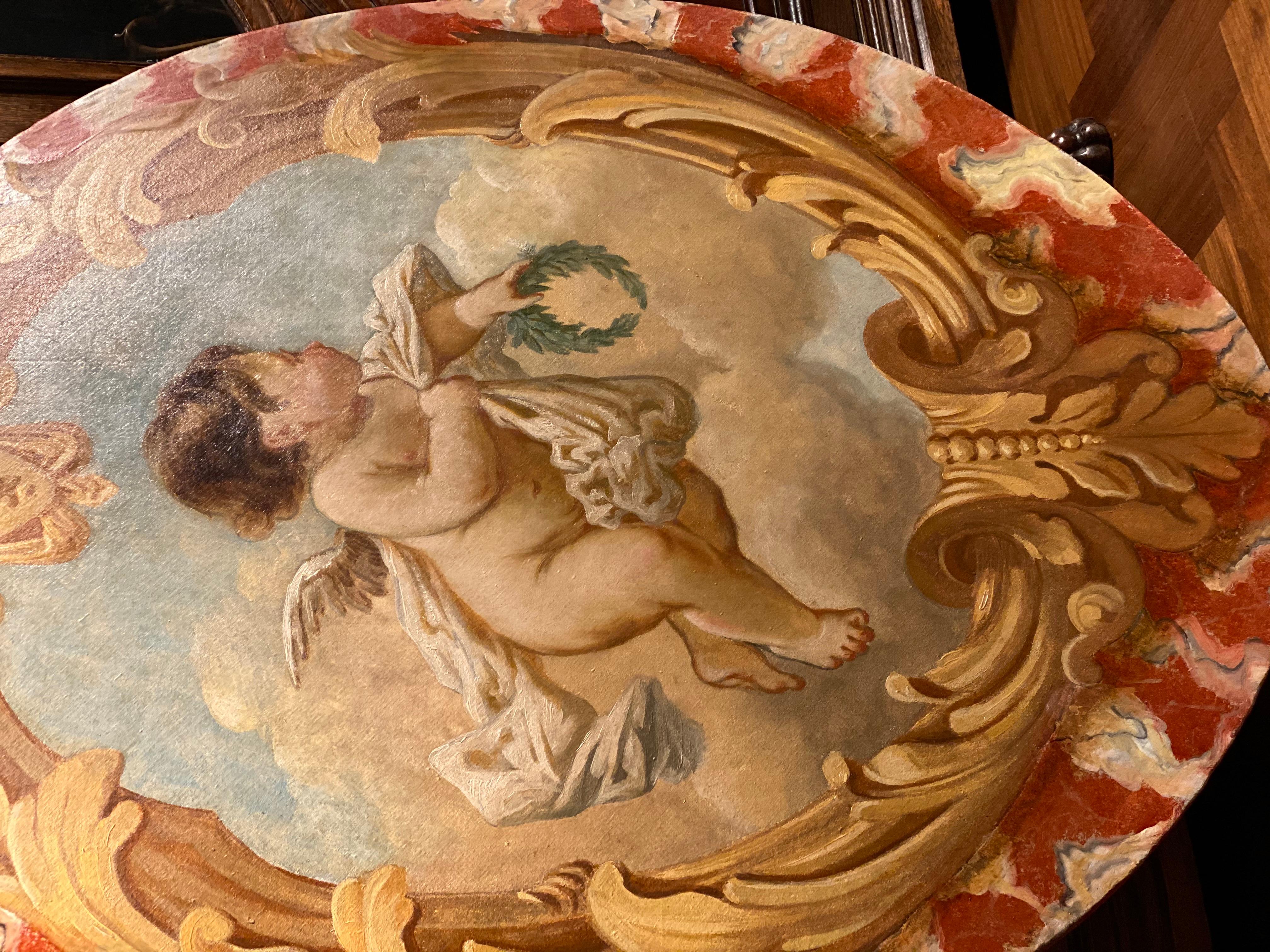 Four Oval Shaped  19' Century Allegorical Paintings  For Sale 5