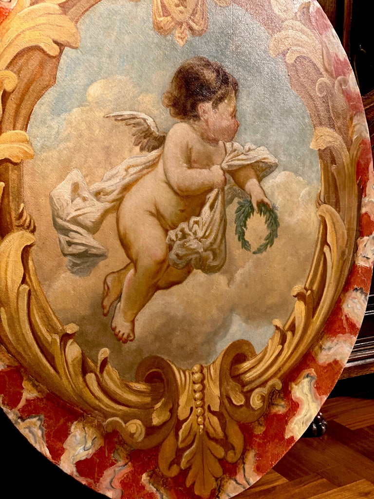 Four Oval Shaped  19' Century Allegorical Paintings  For Sale 6