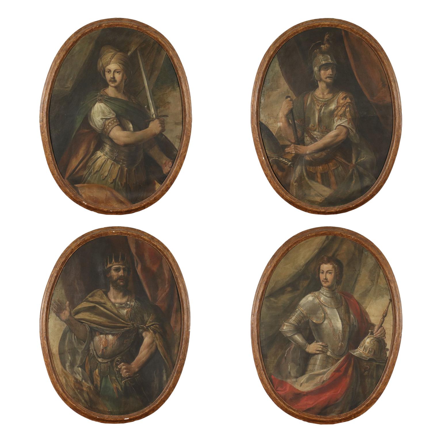 Unknown Portrait Painting - Four Portraits Of Cmmander Kings Tempera On Canvas 18th Century