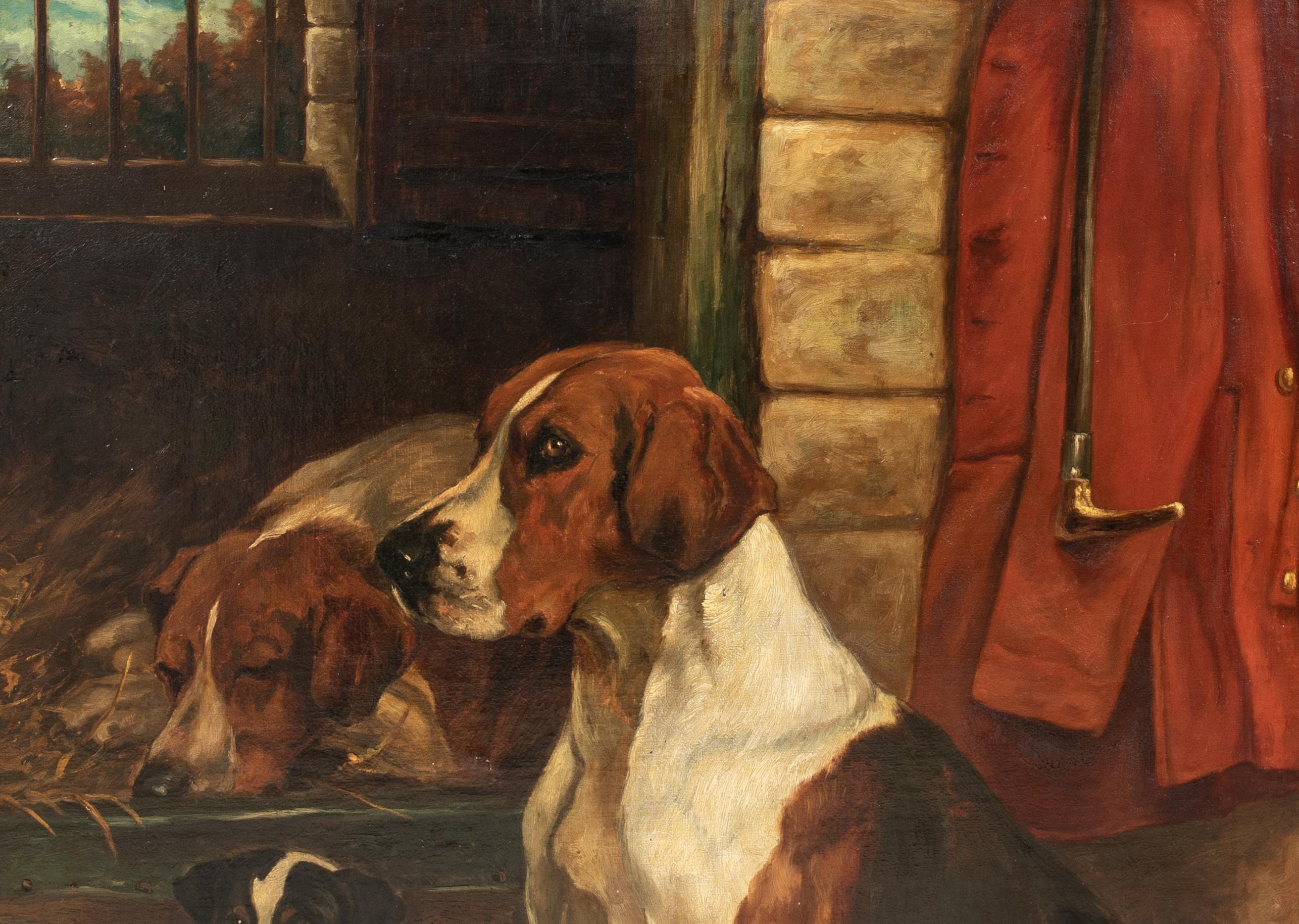Fox Hounds & Jack Russell Terrier In The Kennels, 19th Century John C Entwistle For Sale 4