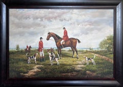 Fox Hunting Scene – Signed by M. Aarinon – Framed Vintage Oil Painting on Canvas