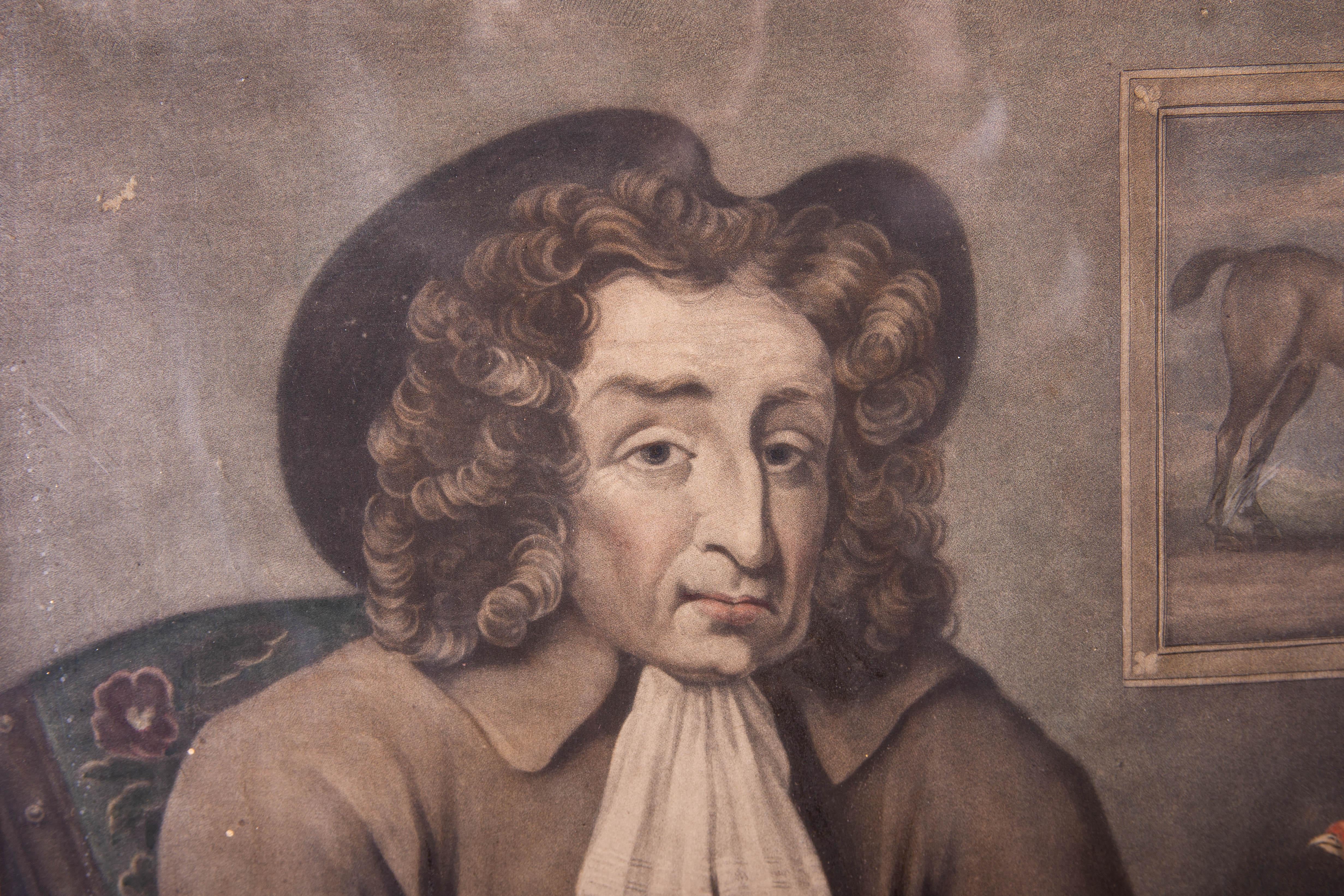 Mezzatinta incorniciata del 1791 - Il padre del tappeto erboso, Tregonwell Frampton Esq. 1