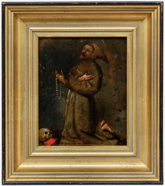 Framed 17th Century Oil - Saint Francis of Assisi