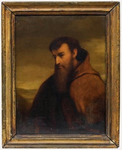 Framed 1843 Oil - Portrait of a Monk