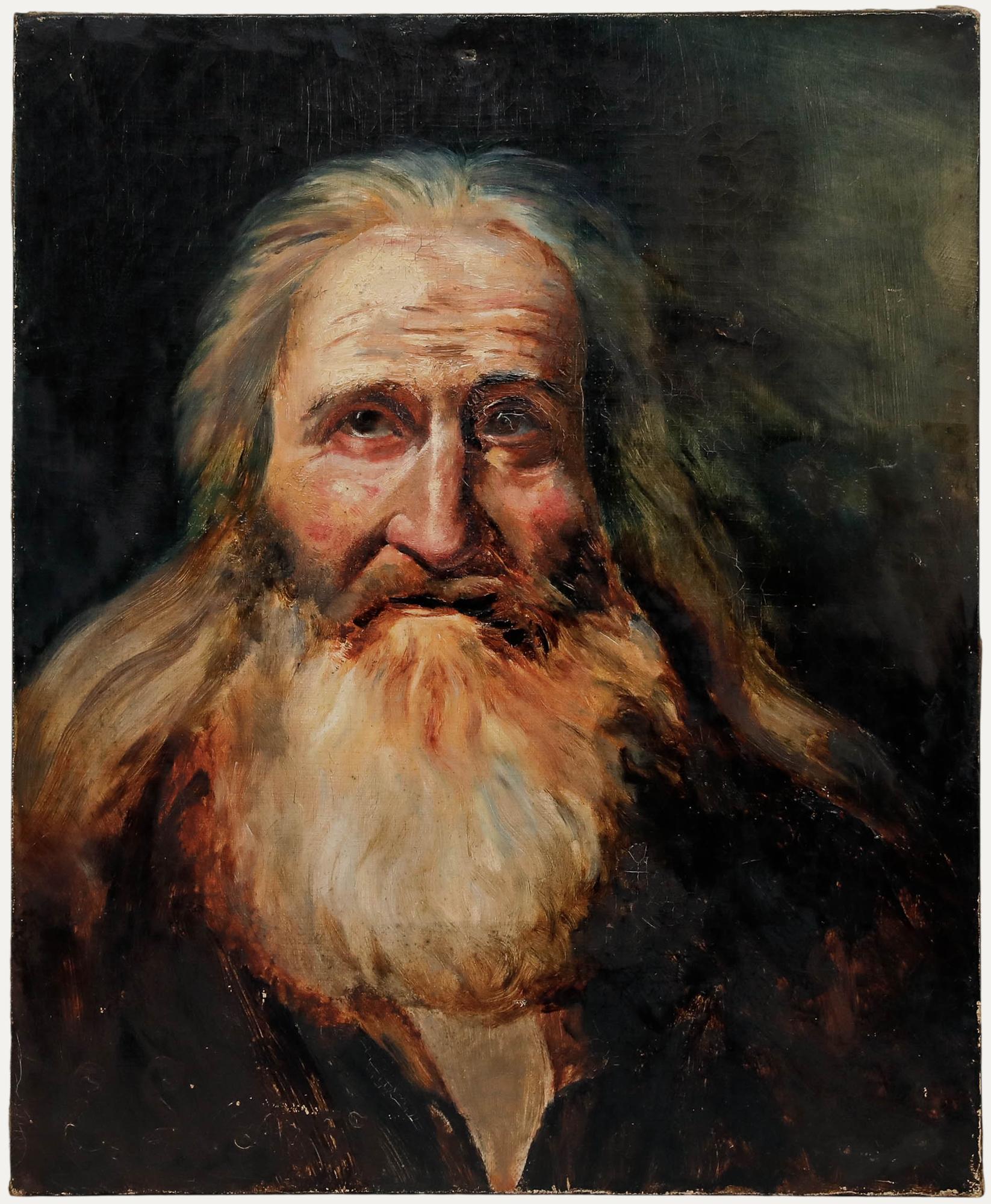 Gerahmtes Öl aus dem Jahr 1857 - Porträt eines bärtigen Mannes