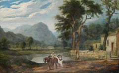 Framed 1861 Oil - Lakeside Cottage