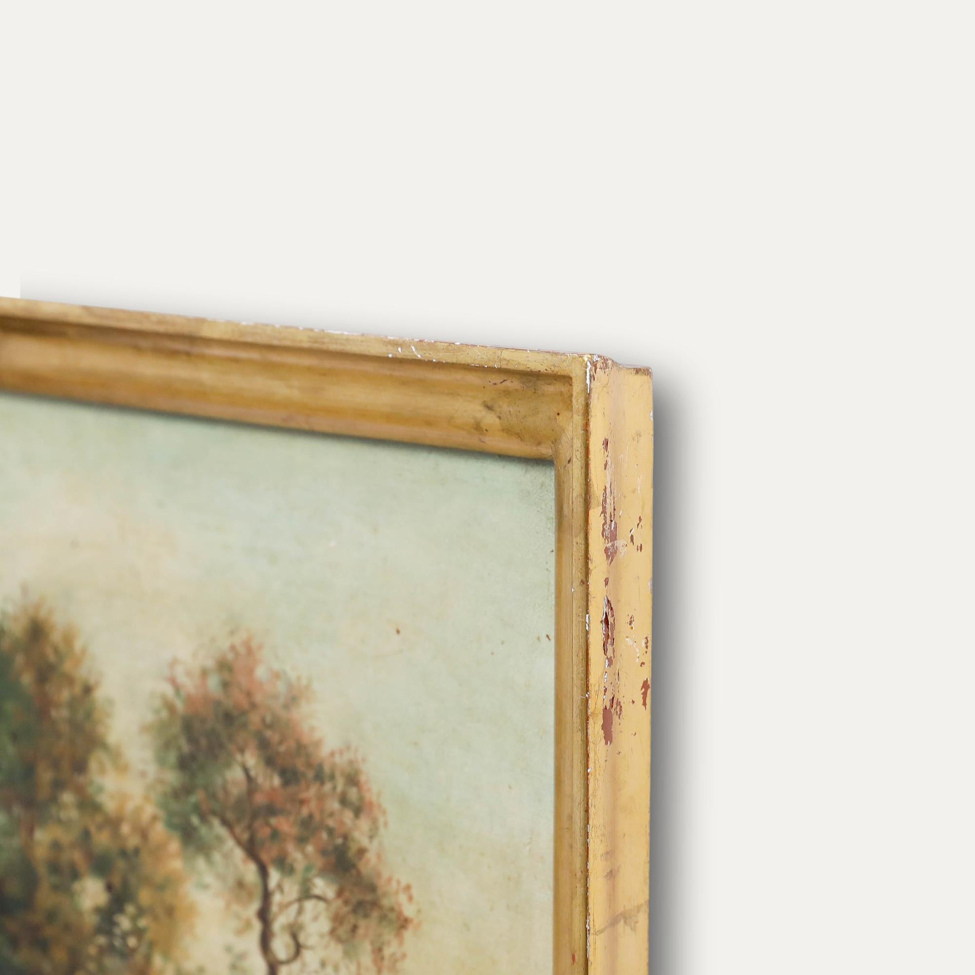 Gerahmtes Öl von 1892 - Entlang des Weges im Angebot 1
