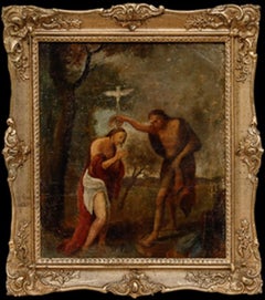 Framed 18th Century Oil - Baptism of Christ