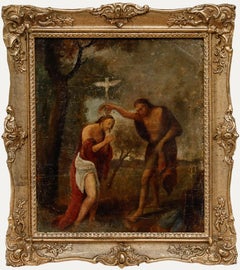 Framed 18th Century Oil - Baptism of Christ