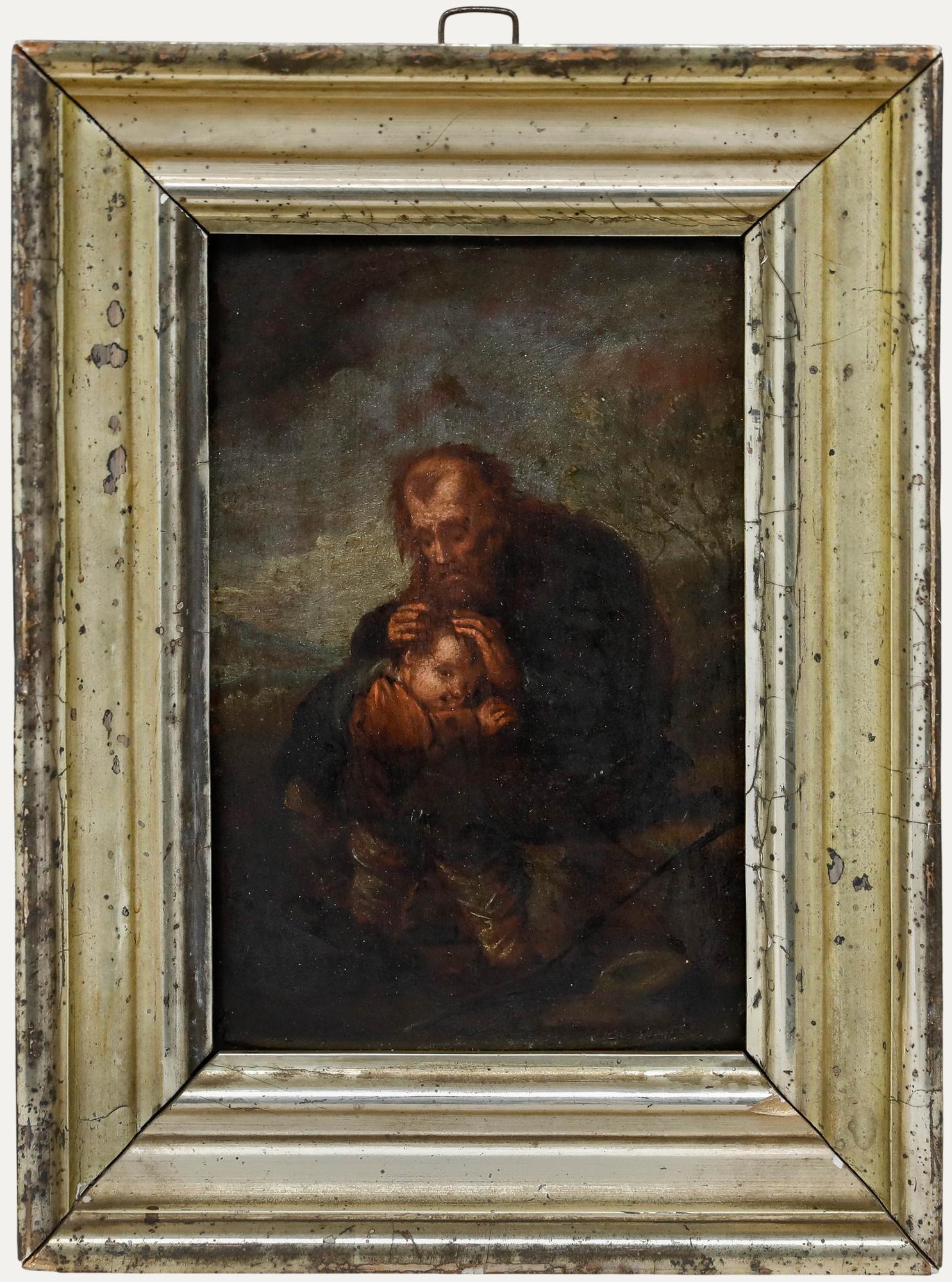 Unknown Figurative Painting - Framed 18th Century Oil - Joseph and the Infant Christ